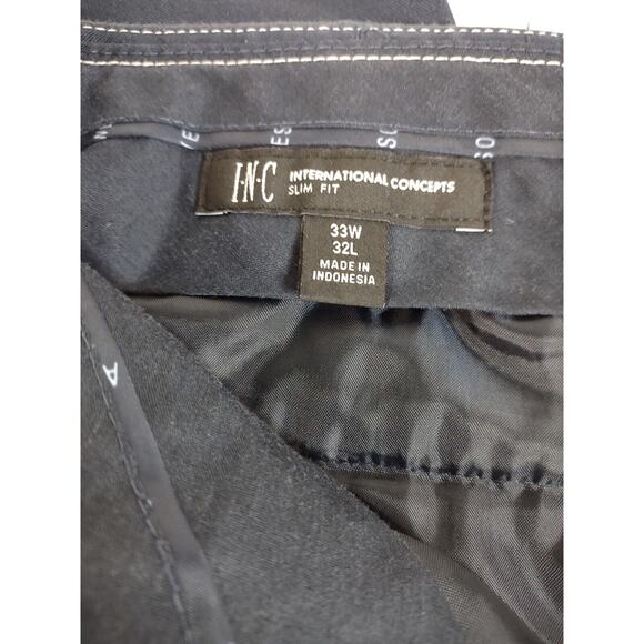 INC International Concepts Pants Men's Sz 33x32 Navy Blue Slim Fit Flat Front - Picture 3 of 10
